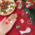 SUNNYCLUE Christmas Keychain Making Kit Slicone Christmas Beads Winter Tree Snowman Sock Silicone Bead 15mm Green Red Round Silicone Beads Spacer ...