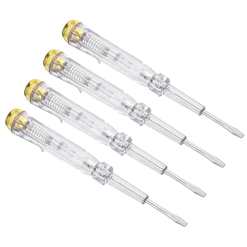 PATIKIL Voltage Tester AC 150-500V Contact Electrical Detector Slotted Screwdriver Tester Pen with Neon Tube, Clear Blue, Pack of 4...