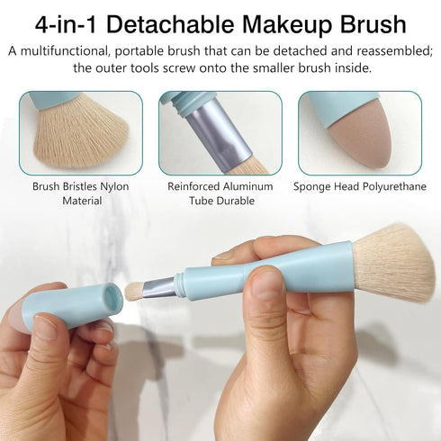Multi-Tasker 4-in-1 Makeup Brush -Applicator Tool - Vegan & Travel-Friendly All-in-One Beauty Tool for On-the-Go Glam...