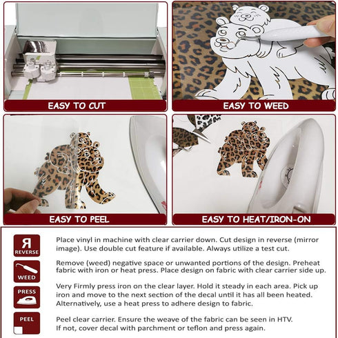 5pcs/Set Leopard Patterned Heat Transfer Vinyl, Stretchable 12" x 10" Cheetah Print HTV Vinyl Sheets for T-Shirt Decoration and DIY Craft Material...