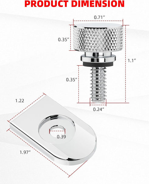 Amazicha Chrome Stainless Steel Seat Bolt Tab Screw Mount Knob Cover Compatible for Harley Davidson Sportster Softail Touring Dyna 1996-2025...