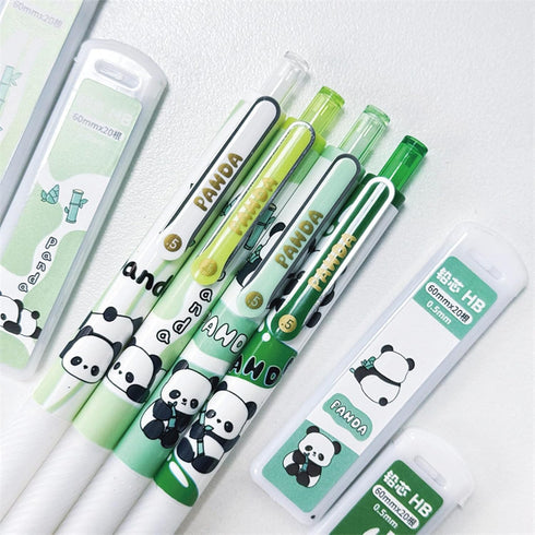 4 Pcs Cute Panda Mechanical Pencils with Refills 0.5mm Mechanical Pencil Kawaii Cartoon Pencils School Pencil for Kids Students Women Girls Boys P...