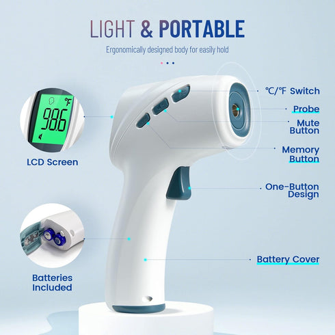 Touchless Thermometer for Adults, Digital Infrared Thermometer Gun with Fever Alarm, Forehead and Object 2 in 1 Mode, Fast Accurate Results (Gray)...