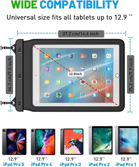 AICase Universal iPad Waterproof, Dry Bag Pouch for iPad Pro 12.9 5th/4th/3rd Gen iPad Pro 11/10.5/9.7, New iPad 9.7, iPad Pro 9.7, iPad Air 4/Air...