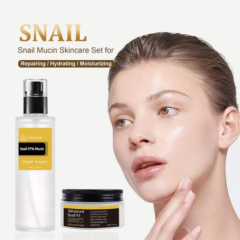 Snail Essence Duo - Snail Mucin Essence & Snail Mucin Cream, Hydrate and Improve Dark Spots & Antia ging Benefits, Korean Skincare...