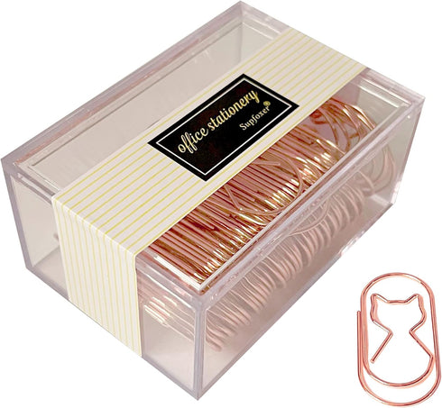 Cat Paper Clips ?Jumbo Paper Clips Rose Gold 2 inch Decorative Fat 50pcs 50mm Wide Non Skid Smooth Finish Steel Wire Bookmark Cute Office Supplies...