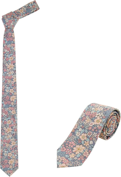 Men's Cotton Floral Skinny Necktie Tie...