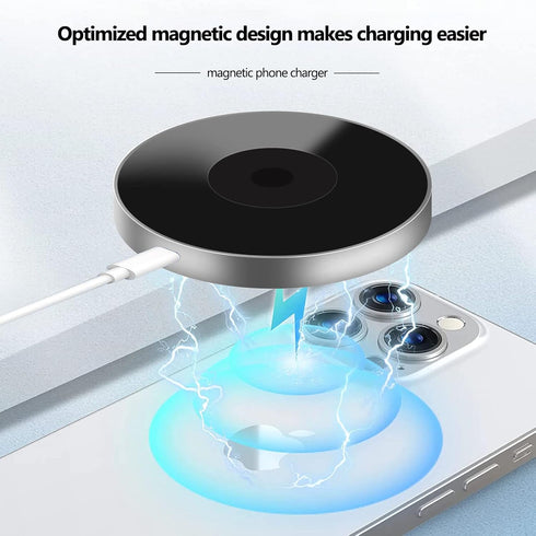 YUN CHUANG Magnetic Wireless Charger, Aluminum 15W Fast Charging Pad, Fingertip Gyroscope, Compatible with iPhone 15 14 13 12 11 10 Series, Samsun...