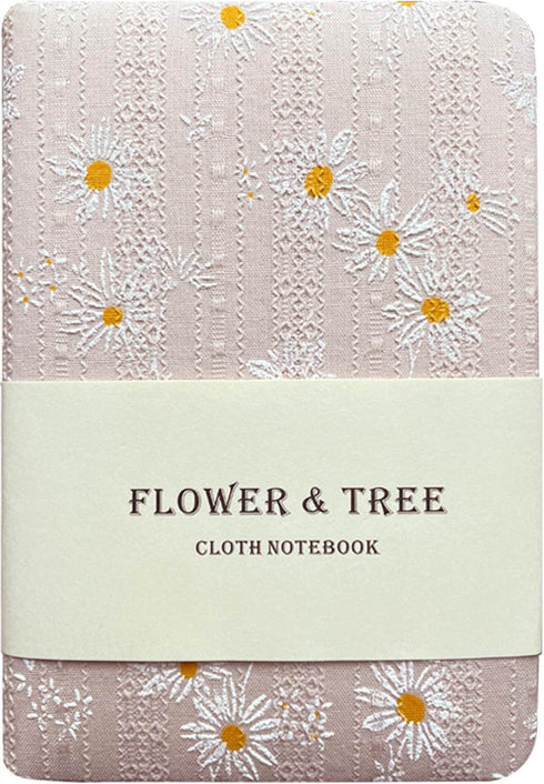 Fabric Pocket Notebook for Women, Daisy Printed Cloth Hardcover Journal, A6, 264 Pages, 4x6 Small Lined Notebook & Blank Sketchbook, Similar Embro...