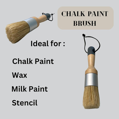 Chalk Wax Paint Brush – 2 PCs 1 Flat Paint Brushes for Furniture Painting 1 Round Chalk Wax – Bristle Paint Brushes Set Suitable with Any Chalk Pa...
