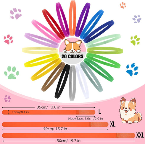 Frienda 60 Pieces Puppy Whelping Collars Newborn Pet Collars Double-Sided Adjustable ID Bands Puppy ID Bands Collars for Newborn Pet Dog Cat (L, X...