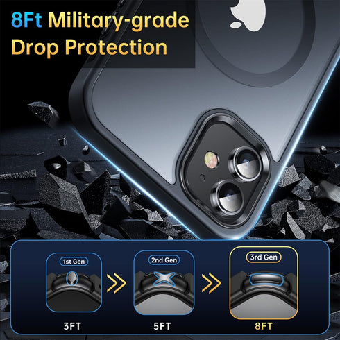 Ultra Strong Magnetic for iPhone 11 Case, Military Grade Drop Protection, Compatible with MagSafe, Shockproof Anti-Scratch Translucent Matte Slim ...
