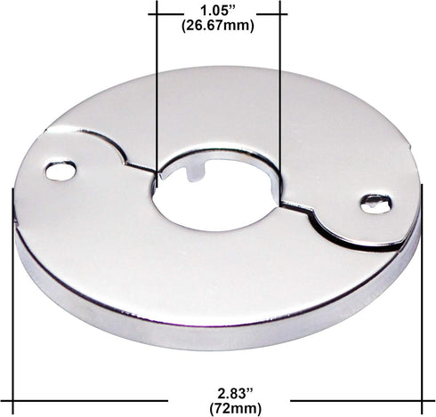 Floor and Ceiling Plate Cover Split Flange Replacement and Repair Kit, Fits 3/4 Inch IPS Galvanized Pipe or 1 Inch Copper Pipe, Chrome Finish (Pac...