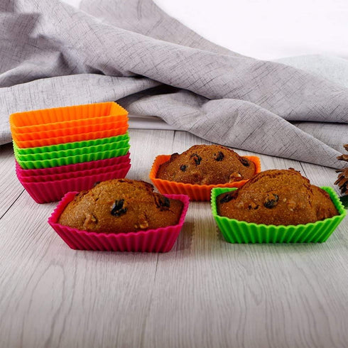 Webake Rectangular Jumbo Cupcake Liners, 4.3 Inch Silicone Baking Cups Reusable Muffin Cups Nonstick Mini Loaf Pan (Pack of 12)...