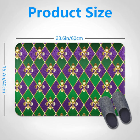 Mardi Gras Bath Rugs Machine Washable Bathroom Decor Non-Slip Doormat Water Absorbent Welcome Mat for Kitchen Bedroom Floors 16" X 24"...
