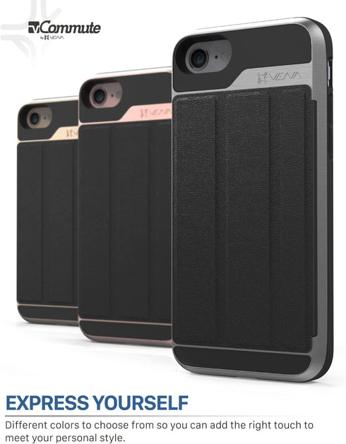 VENA vCommute Wallet Case Compatible with Apple iPhone SE3 2022 / SE 2020, iPhone 8 7 (4.7"-inch), Flip Leather Cover Card Slot Holder with Kickst...