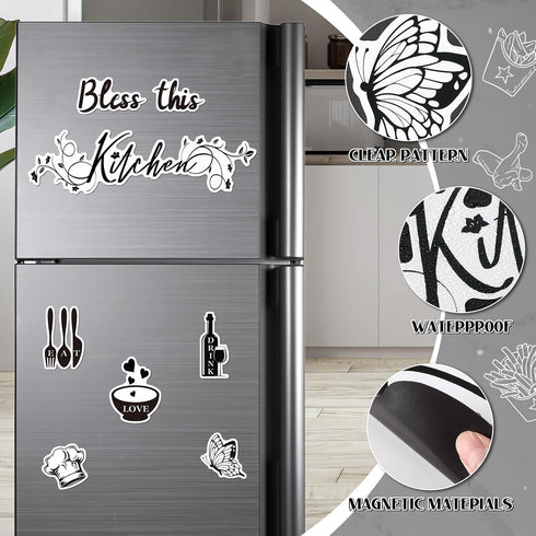 Kitchen Dishwasher Magnet Decorations, Bless This Kitchen Dishwasher Refrigerator Cover Magnetic Stickers Decal Decorative for Home Appliance Gara...