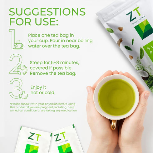 Dr. Zisman ZT Slimming - Matcha-Coconut Herbal Tea Blend with Senna Leaf- Antioxidant Effects - 28 Day Wellness Blend (28 Tea Bags)...