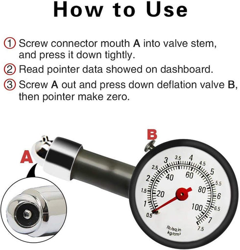 Onwon 100 PSI Tire Pressure Gauge with Integrated Hold Valve, Heavy Duty Tire Inflator Gauge Accurate for Any Car, Truck, RV, Motorcyle, Bicycle...