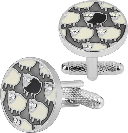 Black Sheep Cufflinks for Men with Crystal in Gift Box....