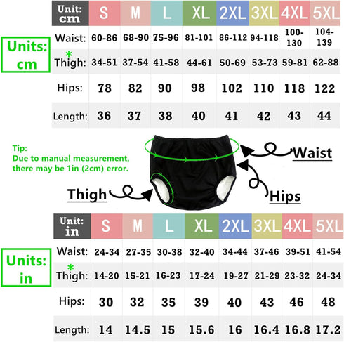 AQX Adult Cloth Diaper Cover for Incontinence, Active Waterproof Leakproof Latex Pants, Noiseless Reusable Washable Pull Up Plastic Pants (No Cott...