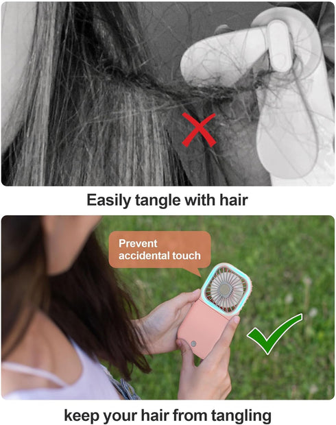 F-color Mini Handheld Fan Portable - Personal Fan Rechargeable Mini Fan USB Operated Cooling Fan Folding Power Bank Neck Travel Beach Summer Offic...