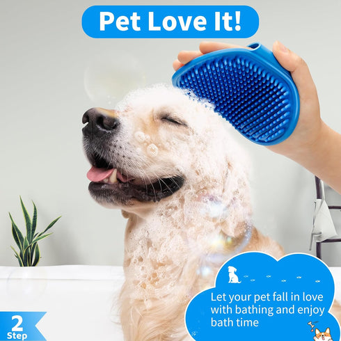 3PCS Dog Bath Brush | Dog Shampoo Brush | Dog Scrubber for Bath | Dog/Grooming/Washing Brush Scrubber with Adjustable Ring Handle for Short & Long...