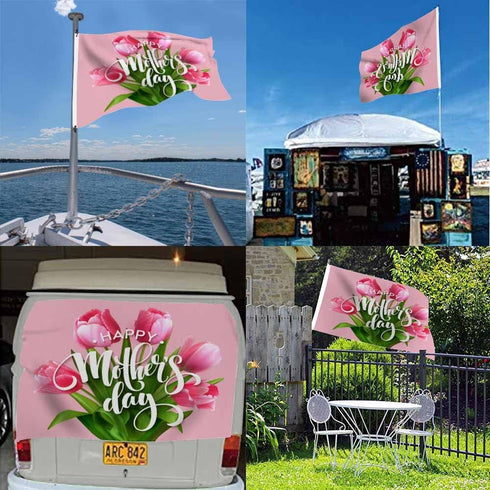 Swono Tulip Flowers Flag 3x5 Ft Pink Blooming Flower Happy Mother's Day Flag Big Flag for Outdoor Indoor Office Workplace Home Garden Business...