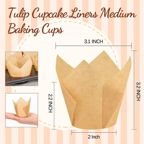 300PCS Tulip Parchment Cupcake Liners Standard Baking Cups Muffin Wrappers Perfect for Baking, Birthday Parties, Weddings, Baby Showers, Bakeries,...