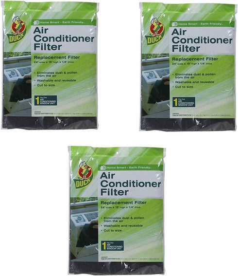Duck Brand Replacement Air Conditioner Foam Filter, 24-Inch x 15-Inch x 1/4-Inch, 1285234, 3 Pack...