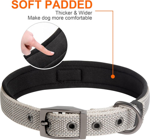 Fida Heavy Duty Dog Collar, Ultra Comfortable Soft Neoprene Padded, Adjustable Reflective Nylon Pet Collar with Durable Metal Belt Buckle for Larg...