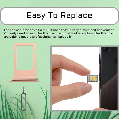 for iPhone 8 Plus Gold Single SIM Card Tray Slot Replacement 8Plus Card Holder Adapter Single SIM Version with Waterproof Rubber Ring SIM Ejector ...
