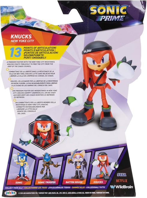 Sonic Prime 5-inch Knuckles - New Yoke City Action Figure 13 points of Articulations. Ages 3+ (Officially licensed by Sega and Netflix)...
