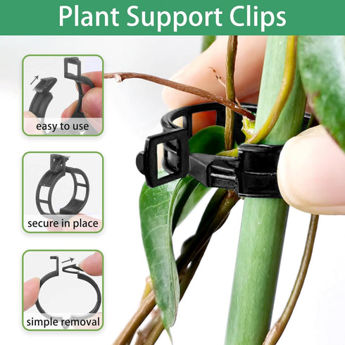 50 PCS Plant Support Clips, 2024 Tomato Vine Clips, Plastic Garden Trellis Clips for Grape Cucumber Flower Vegetables Climbing Plants, Black...