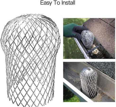 8 Pack Gutter Guards, Gutter Downspout Guard, Expand Aluminum Gutter Guard Strainer Filter, Gutter Downspout Protectors, Stops Blockage Leaves Deb...