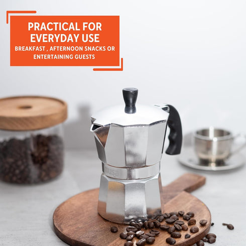 IMUSA USA B120-41V Aluminum Espresso Stovetop Coffeemaker 1-cup, Silver...
