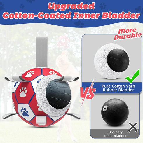 Diman Dog Toys Ball, Interactive dog toys for Tug of War, dog soccer ball with 9 Nylon Straps for Indoor Outdoor, dog toys for Medium dogs & Large...