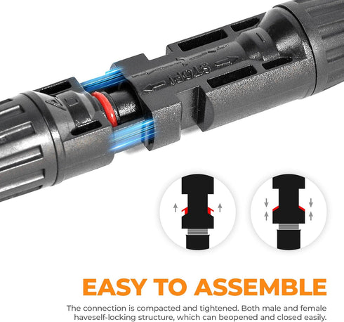 Solar Panel Connector 4 to 1 Solar Panel Splitter 4 Way 1000V Solar Panel Parallel Connectors Solar Adapter Cable Plug Pair for Solar System Solar...