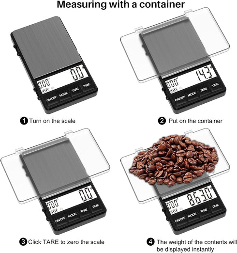 MAXUS Espresso Scale with Timer 1000g/0.1g Drip Coffee Scale, Small and Handy Barista Scale, Brew Drip Tray Coffee Scale, Backlit LCD for Fast and...