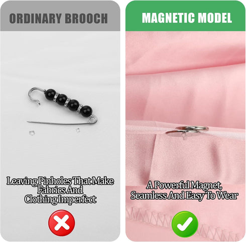 5Pairs Mini Pin Brooch Converter, Metal Magnetic Brooch Converter Injury-free Clothes Magnet Buckle Brooch Adapter for Thin Fabric (White K)...