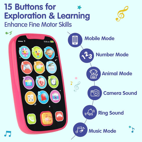 BABYFUNY Toys for 1 Year Old Girl Gifts, 15 Functions 1 Year Old Girl Toys for 1 + Year Old Girl, Baby Kids Toy Phone Baby Toys 12-18 Months 1 Yea...