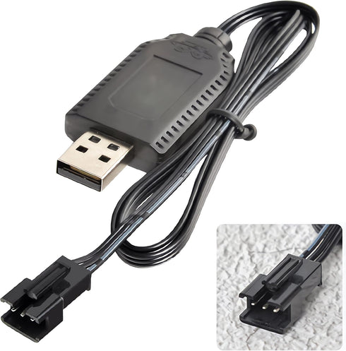 Smart Universal RC Charger Cable with SM-3P Connector Plug for 7.4V 2S Lipo Battery, Compatible RC Car/RC Boat/RC Plane/RC Drone/RC Tank/RC Helico...