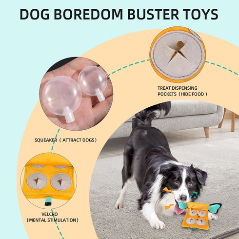 Dog Squeaky Toy, Indestructible Plush and Nylon Fabric Dog Puzzle Toy, Interactive Dog Toys...