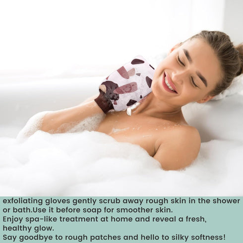 HOOPLE Cow Color Exfoliating Mitt, Exfoliating Gloves Visibly Lift Away Dead Skin, Great for Deap Body Cleaning, Keratosis Pilaris Scrub - Spray T...