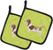 Caroline's Treasures BB3802PTHD Basset Hound Checkerboard Green Pair of Pot Holders Kitchen Heat Resistant Pot Holders Sets Oven Hot Pads for Cook...