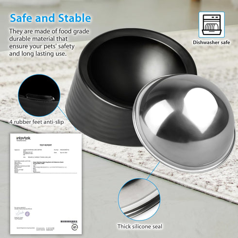 Tilted Angle Dog Bowl, 15° Slanted Stainless Steel Dog Cat Food Bowl, Non-Slip & Non-Spill Pet Feeder with Elevated Detachable Melamine Stand, Eas...