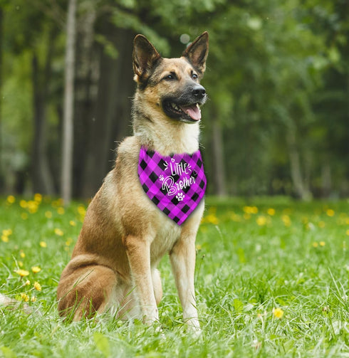 Dog Bandana, Little Brother Dog Bandana, Dog Scarf Plaid Printing, Dog Scarf Accessories, Dog Bandana Pet Scarf, Pet Baby Announcement Plaid Scarf...