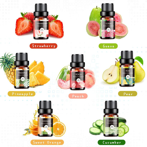 Fruity Essential Oils Set - TOP 14 Fragrance Oil for Diffusers, Candle Making includes Strawberry, Apple, Pineapple, Cucumber Melon, Cherry, Mango...