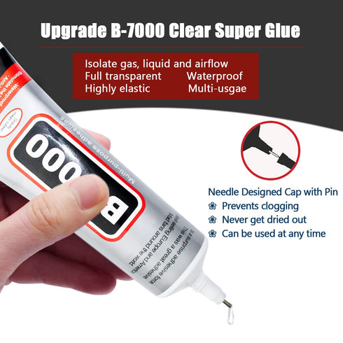 8pcs x15ML B7000 Jewelry Rhinestones Glue, B-7000 Clear Super Glue Transparent Industrial Adhesive for Phone Repair Jewelery Making Crafts Gem Fab...