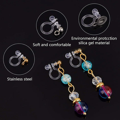 UNICRAFTALE about 30pcs 3 Styles Clip-on Earring Component 304 Stainless Steel Findings Golden & Stainless Steel Color Clip-on Earring with Loop f...